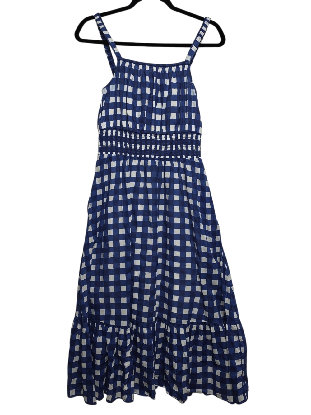 Cleobella Patrice Midi Dress Small Blue White Gingham Organic Cotton Pockets - Picture 2 of 12